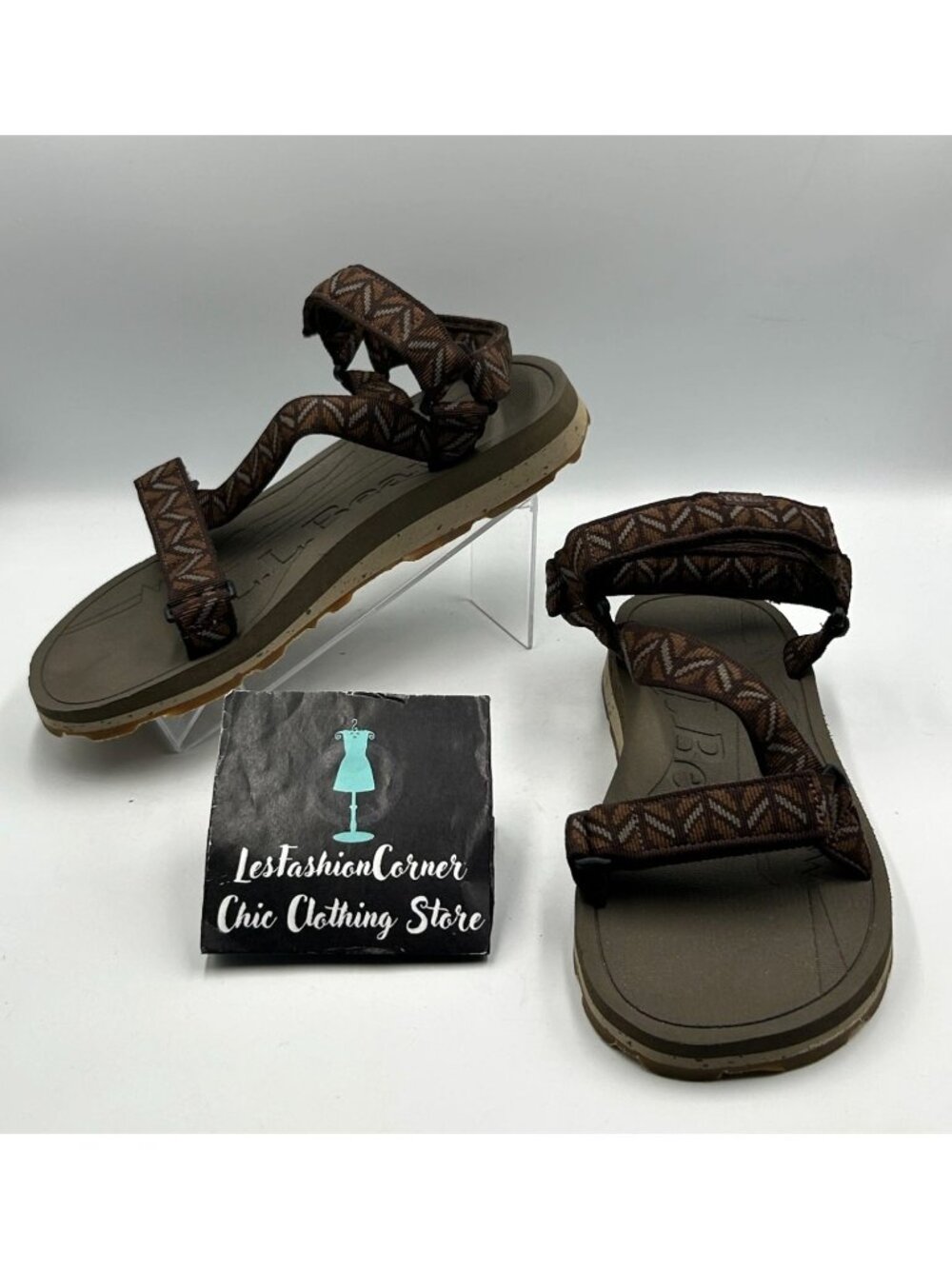 L.L.Bean Men's Katahdin Coffee Bean Geo 4-Point Sandals Size 11 3356